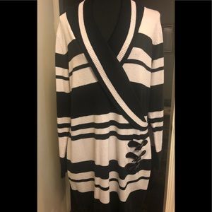 Cream & black sweater dress